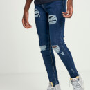 Sustainable Distressed Skinny Jeans – Mid Blue Wash