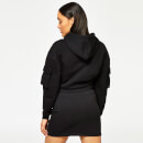 11 Degrees Women's Utility Cropped Pullover Hoodie - Black