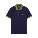 Men's Striped Collar Polo Shirt - Navy/Sunshine Yellow