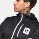 Stripe Print Track Top With Hood – Black/Silver Reflective