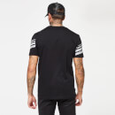 Camiseta Manga Corta con Estampado a Rayas - Negro / Plata Reflectante