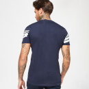T-Shirt mit Streifendruck – dunkelblau/weiß leuchtend