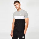 Camiseta Entallada con Panel Triple - Negro / Plata / Blanco