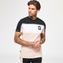 Colour Block Taped Short Sleeve T-Shirt – Black/Putty Pink/White