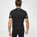 11 Degrees Cut & Sew Panel Taped Short Sleeve T-Shirt – Black / Dark Charcoal