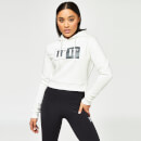 11 Degrees Women's Box Graphic Cropped Pullover Hoodie - Coconut White
