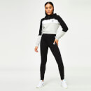 Taped Cut And Sew Cropped Pullover Hoodie – Grey Marl/Black/White