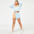 11 Degrees Womens Taped Colour Block Runner Shorts – Baby Blue / Coral