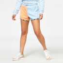 11 Degrees Womens Taped Colour Block Runner Shorts – Baby Blue / Coral