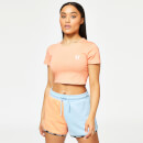 11 Degrees Womens Core Cropped Slim Fit Short Sleeve T-Shirt – Coral