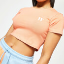 11 Degrees Womens Core Cropped Slim Fit Short Sleeve T-Shirt – Coral