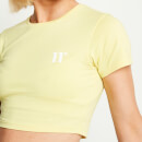 11 Degrees Womens Core Cropped Slim Fit Short Sleeve T-Shirt – Pastel Yellow