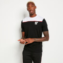 11 Degrees Cut & Sew Colour Block Piped T-Shirt - Black/White/Goji Berry Red