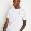 Camiseta con Raya Vertical Estampada – Blanco/Negro