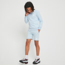 Pantalones cortos de chándal para niños – Azul claro / Blanco