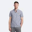 Men's Short Sleeve Gingham Shirt - Navy/White