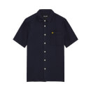 Men's Short Sleeve Washed Oxford Linen Shirt - Dark Navy