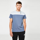 Contrast Fabric Cut & Sew Panel Short Sleeve T-Shirt – Twister Grey / Titanium Grey / White