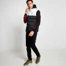 Panelled Block Puffer Gilet with Hood – Black / White