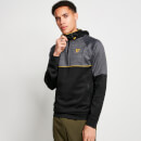 Cut and Sew Piped Quarter Zip Track Top with Hood – Black/Charcoal Marl/Gold Palm