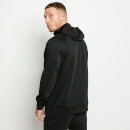 11 Degrees Mixed Fabric Quarter Zip Track Top with Hood – Black/Charcoal