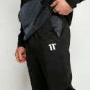 11 Degrees Mixed Fabric Cut and Sew Track Pants – Black/Charcoal