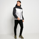 Large Panelled Colour Block Puffer Jacket – Black / White / Vapour Grey