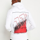11 Degrees Back Graphic Pullover Hoodie – White/Goji Berry Red