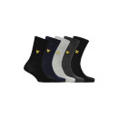Men's 5 Pack Core Socks Plain - Black/Black/Peacoat/Grey Marl/Dark Grey Marl
