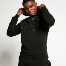 Mixed Fabric Pullover Hoodie – Black