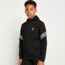 Panelled Tape Track Top with Hood – Black / Charcoal