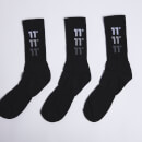 11 Degrees 3 Pack Triple Logo Socks - Black/Black/Black