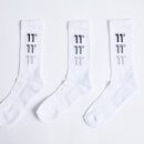 3 Pack Triple Logo Socks – White/White/White