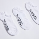 Sneaker-Socken mit Textgrafik – dreimal weiß