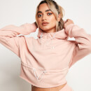 11 Degrees Ruched Waist Cropped Pullover Hoodie – Pink Blush
