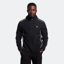 Men's Sports Hooded Jacket with Contrast Piping - Jet Black