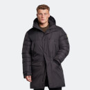 Men's Casuals Longline Internal Padded Jacket - Jet Black