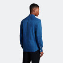 Men's Long Sleeve Slim Fit Gingham Shirt - Jet Black/ Bright Blue