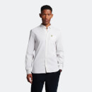 Men's Long Sleeve Slim Fit Gingham Shirt - Touchline White/ White