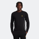 Men's Sports Crew Neck Jumper with Contrast Piping - Jet Black