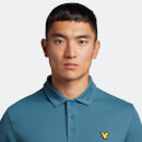 Men's Golf Collar Logo Technical Polo Shirt - Azure