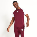 T-Shirt mit Kontrast-Ärmeln – burgunderrot/weiß
