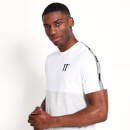 T-Shirt mit Markenstreifen – weiß/grau meliert