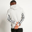 Text Panel Cut and Sew Pullover Hoodie – Grey Marl/Black