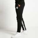 Text Panel Cut and Sew Regular Fit Joggers – Black