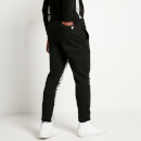 Text Panel Cut and Sew Regular Fit Joggers – Black