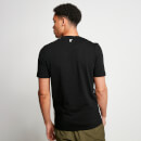 Text Panel Cut and Sew Short Sleeve T-Shirt – Black