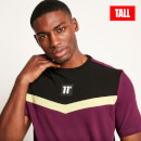 11 Degrees Men's Tall Cut and Sew Short Sleeve T-Shirt - Plum Purple/Black/Limeade