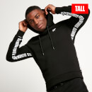 Tall Text Panel Cut and Sew Pullover Hoodie – Black