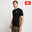 Tall Text Panel Cut and Sew Short Sleeve T-Shirt – Black